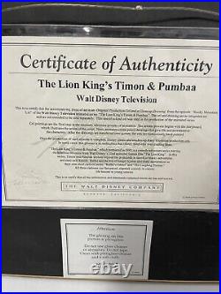 Walt Disney Original Production Cel Timon And Pumbaa COA Lion King