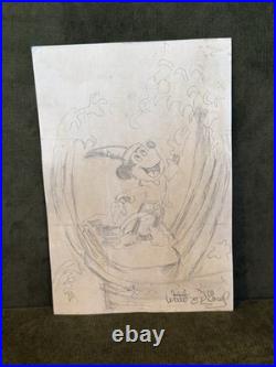 Walt Disney Original Production Drawing Sketch Mickey Mouse Signed Autograph