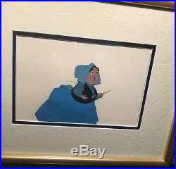 Walt Disney Sleeping Beauty Merryweather Production Cel Gold Art Corner Framed