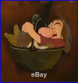 Walt Disney Snow White Production Cel on Courvoisier Background of Grumpy