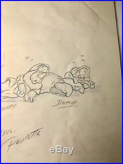 Walt Disney Snow White Seven Dwarfs Original Production Animation Drawing Cel
