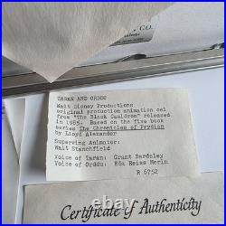 Walt Disney The Black Cauldron Taran & Orddu Original Production Cel 1985 READ