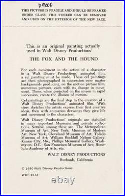 Walt Disney The Fox and the Hound Big Mama Production Cel Studio Art Stamp & Tag