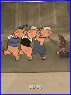 Walt Disney Three Little Pigs Art Corner Animation Production Cel