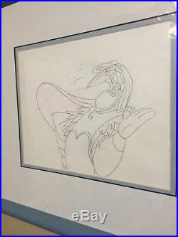 Walt Disney's Aladdin TV Production cel + Original drawing COA genie
