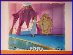 Walt Disney's Beauty And The Beast Hand Painted Cel Production Cell Art Coa