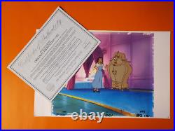 Walt Disney's Beauty And The Beast Hand Painted Cel Production Cell Art Coa