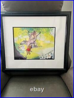 Winnie the Pooh 1982 Hand Painted production cel. 10 1/2 x 12 1/4 framed art