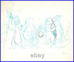 Winnie the Pooh Disney Original Production Drawing Sketch 1977 Washer d1-6